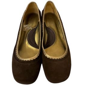 Kenneth Cole Reaction Women’s Loafers Brown Suede W/Gold Leather Trim 7.5